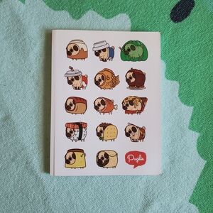 Puglie Illustrated White Notebook with Cute Pug Characters